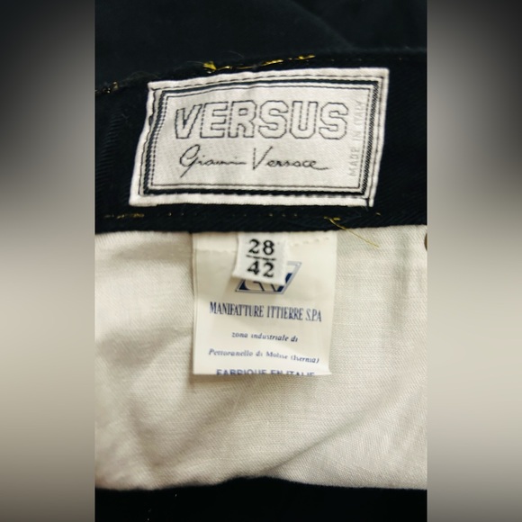 New Versus Versace Black Stretch Jeans Gold Piping size 28/42 Small made Italy - Picture 14 of 16